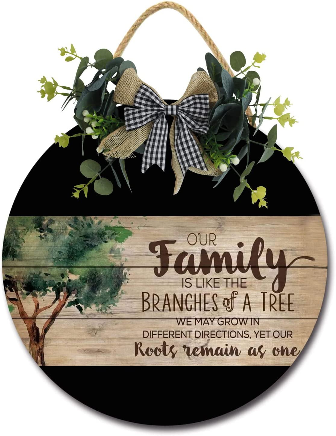 Eveokoki 12" Rustic Wooden Our Family Like Branches On A Tree Signs for Front Porch, Porch Decor