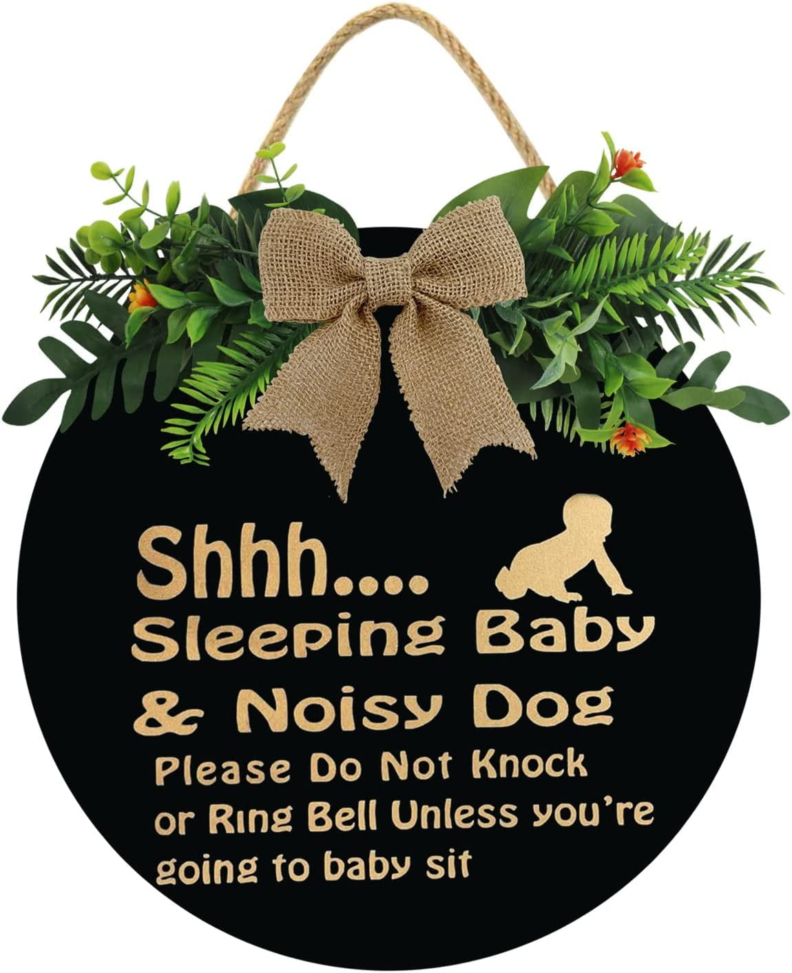 Eveokoki 12" Sleeping Baby Door Sign, Dont Ring Doorbell Sign Baby ...