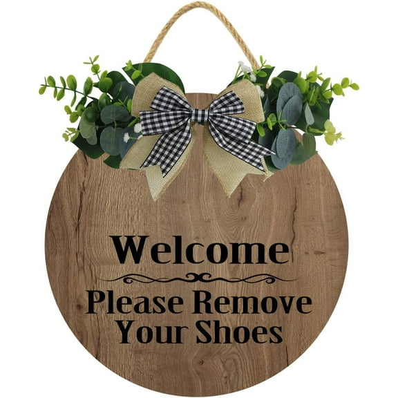 Eveokoki 12" Take Your Shoes Off Sign, Welcome Please Remove Your Shoes Wood Door Sign For Dining Break Room,Food Kitchen,Office Work,Wood Sign,Business Sign