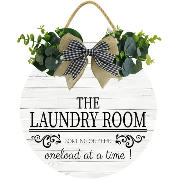 Eveokoki 12" Vintage Farmhouse Laundry Room Sign Country Wall Decor Wash Room Signs Wall Home Decor Art Hanging Signs,Rustic Laundry Room Wall Decores