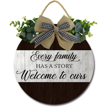 Eveokoki 12" Welcome to Ours Please Remove Your Shoes Signs for Front Door Farmhouse Porch Rustic Round Wooden Hanging Wreaths for Housewarming Gift Christmas Festival Decoration Outdoor Indoor