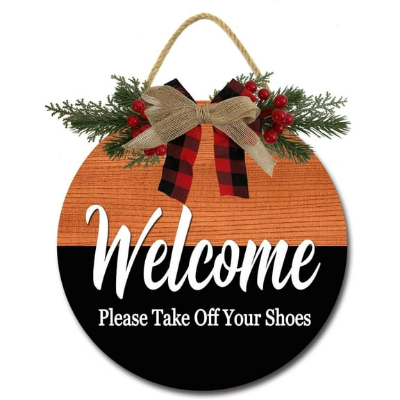 Eveokoki 12" Welcome Please Remove Your Shoes Thank You Hanging Decorative Wood Welcome Sign,Remove Shoes Sign Take Your Shoes Off Sign,No Shoes Sign for Your Home