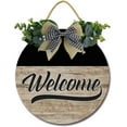 thumbnail image 1 of Eveokoki 12" Welcome Porch Decor - Wood Hanging Plate Artificial Eucalyptus Wreath Handmade Bow, Easter Spring Holiday Rustic Decorations for Farmhouse Office Home Room Yard, 1 of 5