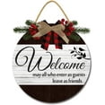 thumbnail image 1 of Eveokoki 12" Welcome Sign for Front Door ，Farmhouse Porch Rustic Round Wooden Hanging Wreaths for Housewarming gift Christmas Festival Decoration Wall Decor Outdoor Indoor, 1 of 5