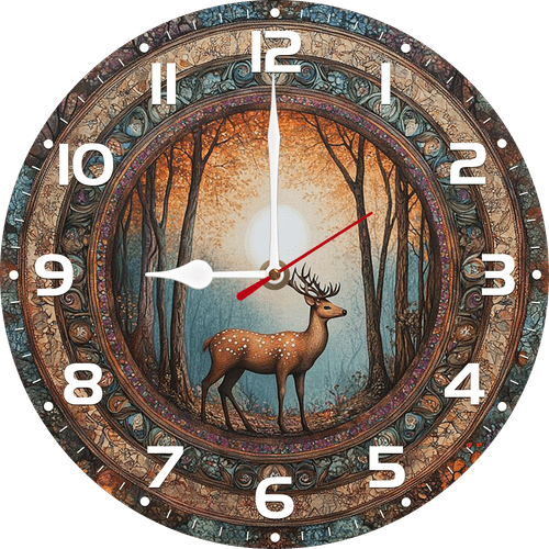 Eveokoki 12 inch Vintage Wood Deer Wall Clocks Silent Creative Living Room Decoration Clock Modern Home Kitchen Wall Decor Clocks