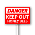 thumbnail image 1 of Eveokoki 12 x 8 inch “Danger Keep Out - Honey Bees” Lawn Yard Sign with 12.8 inch Stake, 2 mil Laminated Rustproof Aluminum Outdoor Decor, 1 of 6