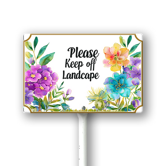 Eveokoki 12 x 8 inch “Please Keep Off Landscap” Lawn Yard Sign with 12.8" Stake, Rustproof Aluminum, Set of 1