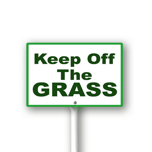 Eveokoki 12X8Inch Please Keep Off The Grass Aluminum ​Lawn Sign Stand Yard Sign With Metal Stakes Kit Outside Garden Grass Farm Signs Outdoor Decorations