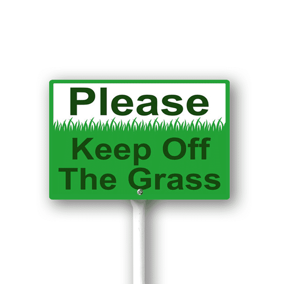 Eveokoki 12X8Inch Please Keep Off The Grass Aluminum ​Lawn Sign Stand Yard Sign With Metal Stakes Kit Outside Garden Grass Farm Signs Outdoor Decorations