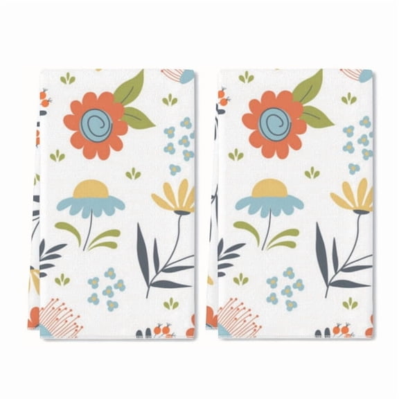 Eveokoki 2 Pcs Flower Spring Kitchen Towels Floral Summer Kitchen Dish Towels Kitchen Dish Cloths Fast Drying Kitchen Decor for Home Cooking Baking, 16 x 24 Inch