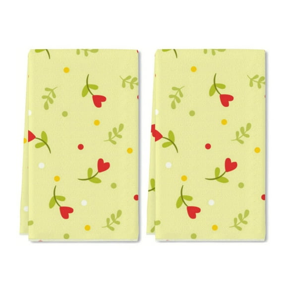 Eveokoki 2 Pcs Flower Spring Kitchen Towels Flowers And Leaves Kitchen Dish Towels Kitchen Dish Cloths Fast Drying Kitchen Decor for Home Cooking Baking, 16 x 24 Inch