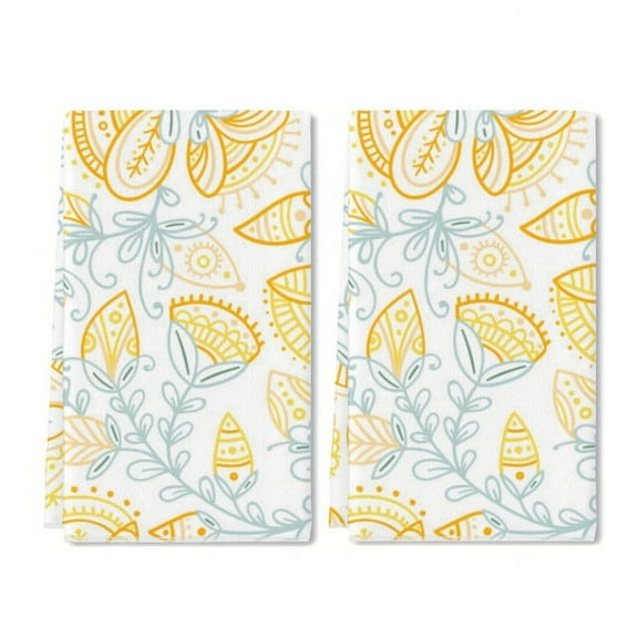 Eveokoki 2 Pcs Kitchen Towels 16 x 24 Inch Floral Dish Hand Towels Floral Pattern In Tribal Boho Tea Towel Absorbent Dish Cloth for Kitchen Bathroom Party Home Decor