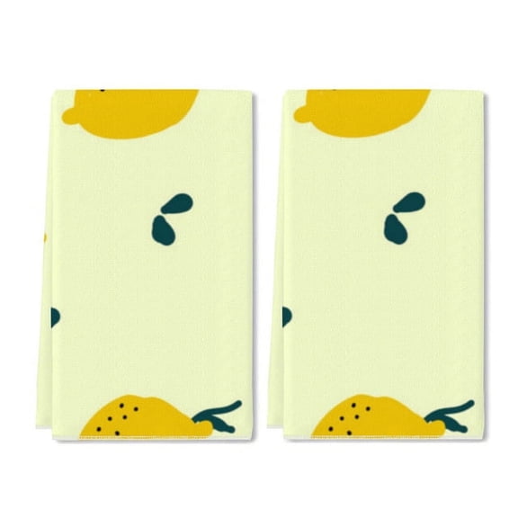 Eveokoki 2 Pcs Kitchen Towels Lemon Cartoon Kitchen Dish Towels Kitchen Dish Cloths Fast Drying Kitchen Rug Kitchen Decor for Home Cleaning Cooking Baking, 16 x 24 Inch