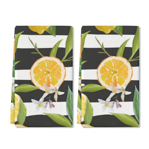 Eveokoki 2 Pcs Kitchen Towels Lemons Kitchen Dish Towels Kitchen Dish Cloths Fast Drying Kitchen Rug Kitchen Decor for Home Cleaning Cooking Baking, 16 x 24 Inch