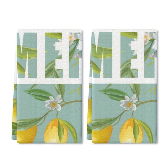 Eveokoki 2 Pcs Kitchen Towels Lemons Kitchen Dish Towels Kitchen Dish Cloths Fast Drying Kitchen Rug Kitchen Decor for Home Cleaning Cooking Baking, 16 x 24 Inch