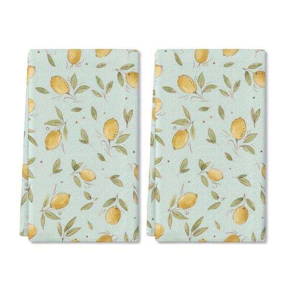 Eveokoki 2 Pcs Kitchen Towels Lemons Kitchen Dish Towels Kitchen Dish Cloths Fast Drying Kitchen Rug Kitchen Decor for Home Cleaning Cooking Baking, 16 x 24 Inch
