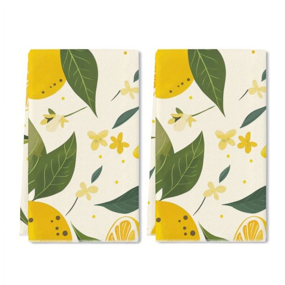 Eveokoki 2 Pcs Kitchen Towels Lemons Kitchen Dish Towels Kitchen Dish Cloths Fast Drying Kitchen Rug Kitchen Decor for Home Cleaning Cooking Baking, 16 x 24 Inch