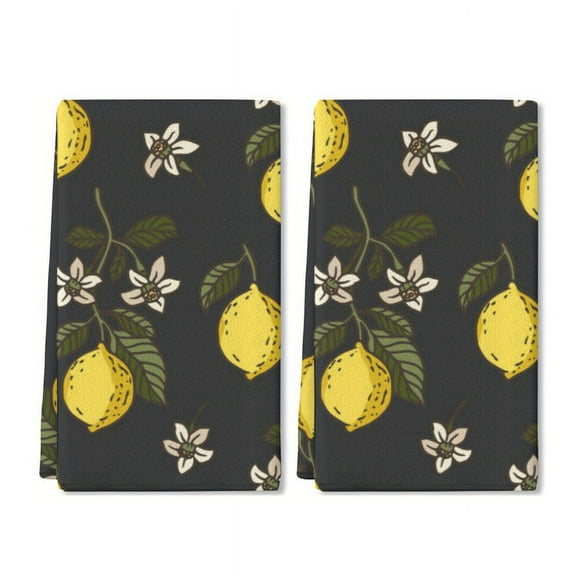 Eveokoki 2 Pcs Kitchen Towels Lemons Kitchen Dish Towels Kitchen Dish Cloths Fast Drying Kitchen Rug Kitchen Decor for Home Cleaning Cooking Baking, 16 x 24 Inch