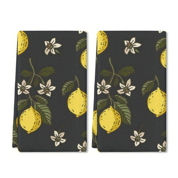 Eveokoki 2 Pcs Kitchen Towels Lemons Kitchen Dish Towels Kitchen Dish Cloths Fast Drying Kitchen Rug Kitchen Decor for Home Cleaning Cooking Baking, 16 x 24 Inch