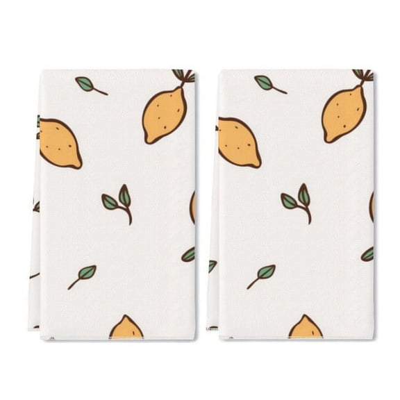 Eveokoki 2 Pcs Kitchen Towels Lemons Kitchen Dish Towels Kitchen Dish Cloths Fast Drying Kitchen Rug Kitchen Decor for Home Cleaning Cooking Baking, 16 x 24 Inch