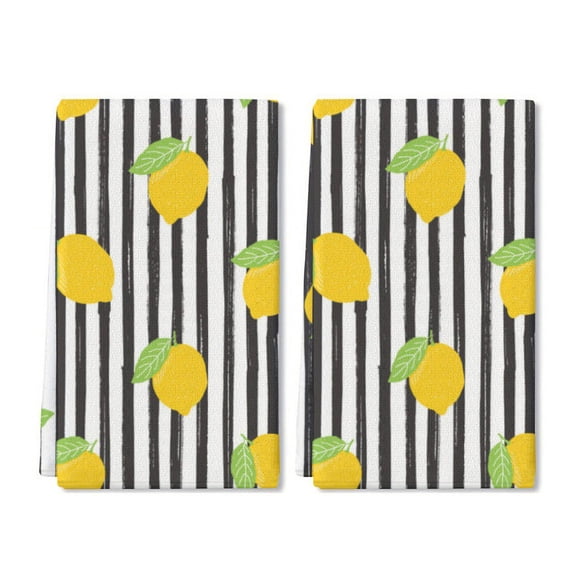 Eveokoki 2 Pcs Kitchen Towels Lemons Kitchen Dish Towels Kitchen Dish Cloths Fast Drying Kitchen Rug Kitchen Decor for Home Cleaning Cooking Baking, 16 x 24 Inch