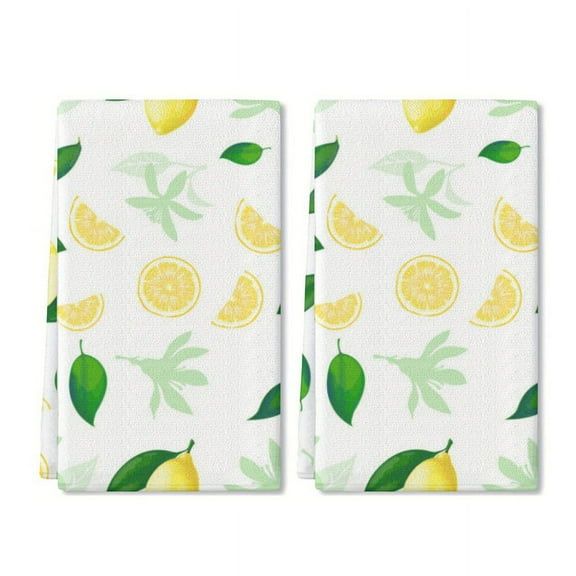 Eveokoki 2 Pcs Kitchen Towels Lemons Kitchen Dish Towels Kitchen Dish Cloths Fast Drying Kitchen Rug Kitchen Decor for Home Cleaning Cooking Baking, 16 x 24 Inch