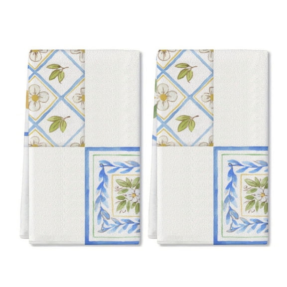 Eveokoki 2 Pcs Kitchen Towels Lemons Kitchen Dish Towels Kitchen Dish Cloths Fast Drying Kitchen Rug Kitchen Decor for Home Cleaning Cooking Baking, 16 x 24 Inch