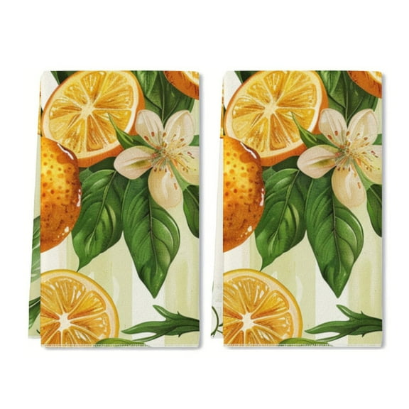 Eveokoki 2 Pcs Kitchen Towels Lemons Kitchen Dish Towels Kitchen Dish Cloths Fast Drying Kitchen Rug Kitchen Decor for Home Cleaning Cooking Baking, 16 x 24 Inch