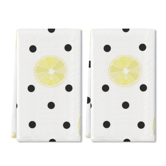 Eveokoki 2 Pcs Kitchen Towels Lemons Kitchen Dish Towels Kitchen Dish Cloths Fast Drying Kitchen Rug Kitchen Decor for Home Cleaning Cooking Baking, 16 x 24 Inch