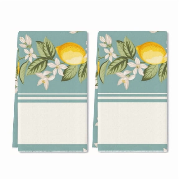 Eveokoki 2 Pcs Kitchen Towels Lemons Kitchen Dish Towels Kitchen Dish Cloths Fast Drying Kitchen Rug Kitchen Decor for Home Cleaning Cooking Baking, 16 x 24 Inch