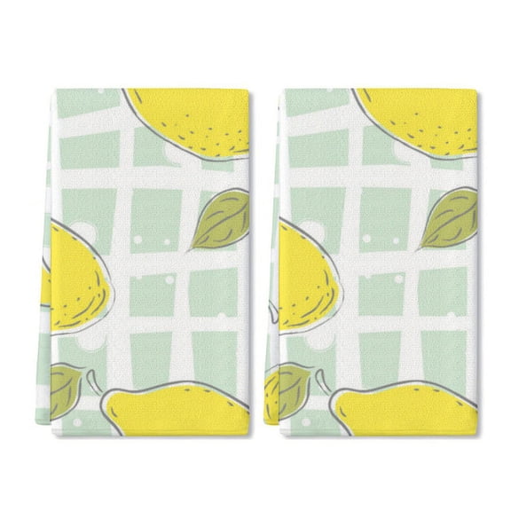 Eveokoki 2 Pcs Kitchen Towels Lemons Kitchen Dish Towels Kitchen Dish Cloths Fast Drying Kitchen Rug Kitchen Decor for Home Cleaning Cooking Baking, 16 x 24 Inch