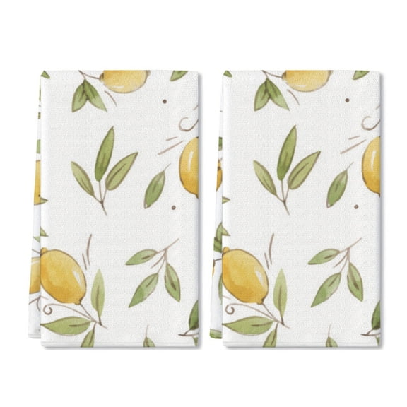 Eveokoki 2 Pcs Kitchen Towels Lemons Kitchen Dish Towels Kitchen Dish Cloths Fast Drying Kitchen Rug Kitchen Decor for Home Cleaning Cooking Baking, 16 x 24 Inch