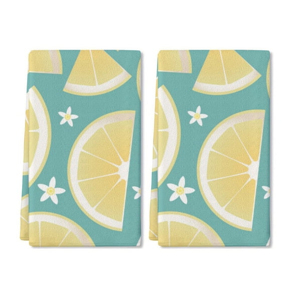 Eveokoki 2 Pcs Kitchen Towels Lemons Kitchen Dish Towels Kitchen Dish Cloths Fast Drying Kitchen Rug Kitchen Decor for Home Cleaning Cooking Baking, 16 x 24 Inch
