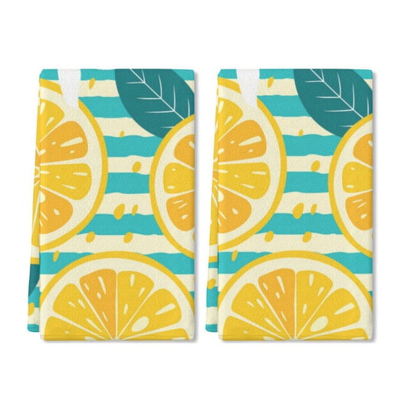 Eveokoki 2 Pcs Kitchen Towels Lemons Kitchen Dish Towels Kitchen Dish Cloths Fast Drying Kitchen Rug Kitchen Decor for Home Cleaning Cooking Baking, 16 x 24 Inch