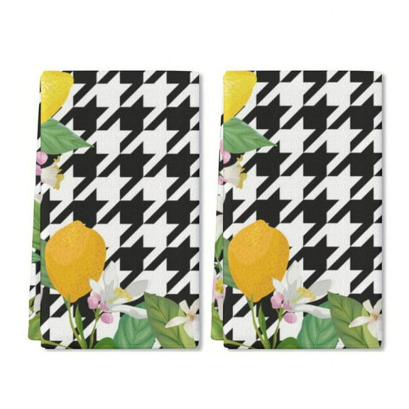 Eveokoki 2 Pcs Kitchen Towels Lemons Kitchen Dish Towels Kitchen Dish Cloths Fast Drying Kitchen Rug Kitchen Decor for Home Cleaning Cooking Baking, 16 x 24 Inch