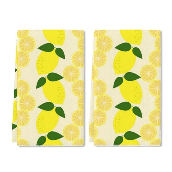 Eveokoki 2 Pcs Kitchen Towels Whole Lemons Kitchen Dish Towels Kitchen Dish Cloths Fast Drying Kitchen Rug Kitchen Decor for Home Cleaning Cooking Baking, 16 x 24 Inch