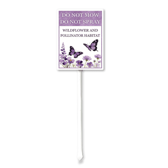 Eveokoki 4.6x6" Aluminum Pollinator Garden Sign with Stake - Do Not Mow/Do Not Spray Wildflower Habitat Marker
