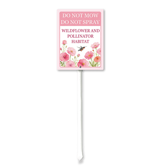 Eveokoki 4.6x6" Aluminum Pollinator Garden Sign with Stake - Do Not Mow/Do Not Spray Wildflower Habitat Marker