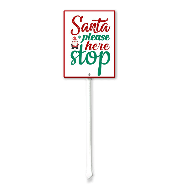 Eveokoki 4.6x6Inch Christmas Direction Sign Yard Stake, Santa Please ...
