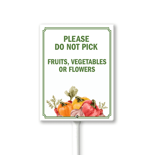 Eveokoki (7X8.8) IN Please Do Not Pick Fruits ,Vegetables Or Flowers Yard Sign With Stake Rustproof Aluminum Garden Signs Stand for Home Orchard Garden Outdoor Decoration