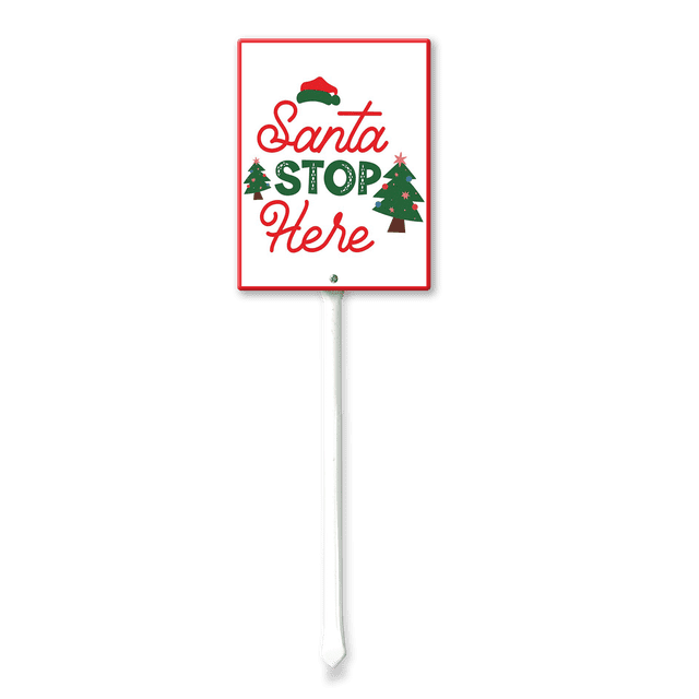 Eveokoki 7x8.8Inch Christmas Direction Sign Yard Stake, Santa Stop Here ...