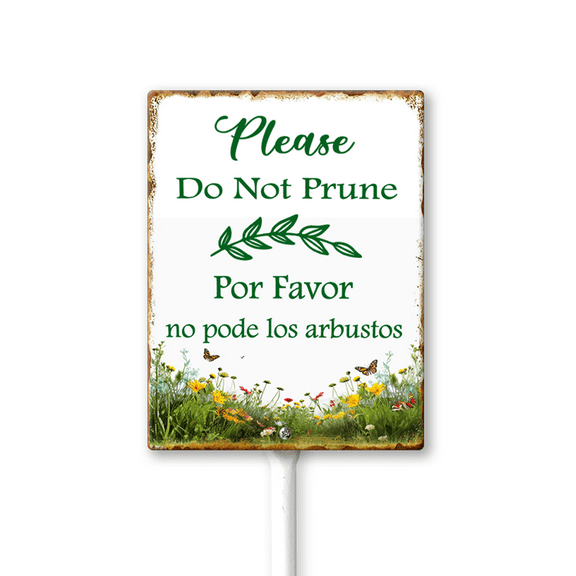 Eveokoki (8X12) IN Please Do Not Prune Yard Sign With Metal Stake Lawn Sign Stand Outside Garden Farm Tin Signs Wildflowers Butterfly Outdoor Fence Retro Decorations