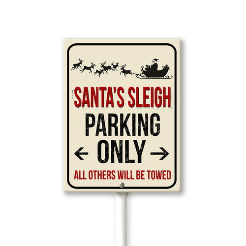 Eveokoki (8X12) IN Santa's Sleigh Parking Only Sign Christmas Yard Decorations Holiday Lawn & Garden Decor 8 x 12 Inches Sturdy Aluminum Sign Easy Install