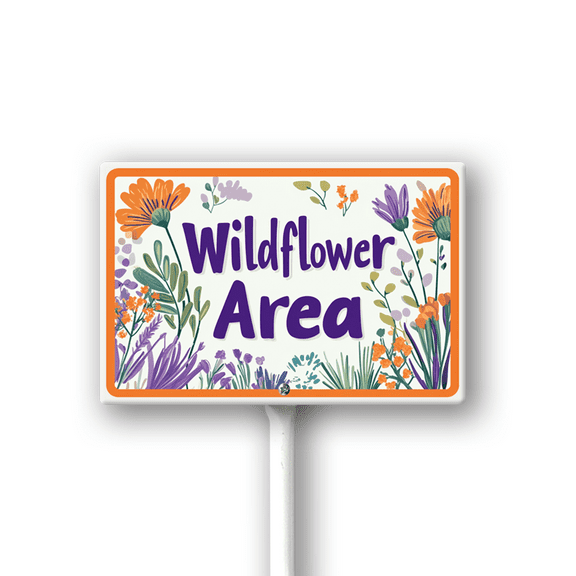 Eveokoki (8X12) IN Wildflower Area Yard Sign With Stake Kit Rustproof Aluminum Keep Off Lawn Sign Stand For Nursery Garden Fence Wildflowers Pollinator Habitat Outdoor Decoration