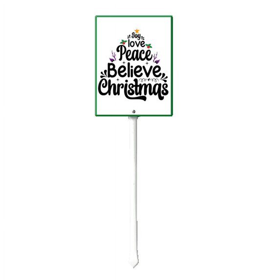 Eveokoki 8x12Inch Christmas Direction Sign Yard Stake, Joy Love Peace Believe Christmas Garden Stake Wall Ornament Decor for Lawn Outdoor Holiday Decorations Outdoor Display