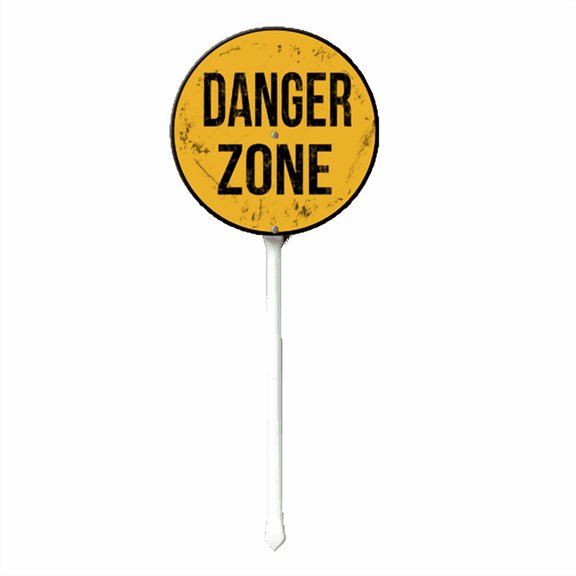 Eveokoki 9.2"x9.2" Round Danger Zone Sign with Metal Stake Aluminum Signs Lawn Yard Sign, Lawn Decoration for Garden Outdoor Home Decor