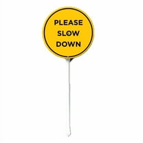 Eveokoki 9.2"x9.2" Round Please Slow Down Sign with Metal Stake Aluminum Signs Lawn Yard Sign, Lawn Decoration for Garden Outdoor Home Decor