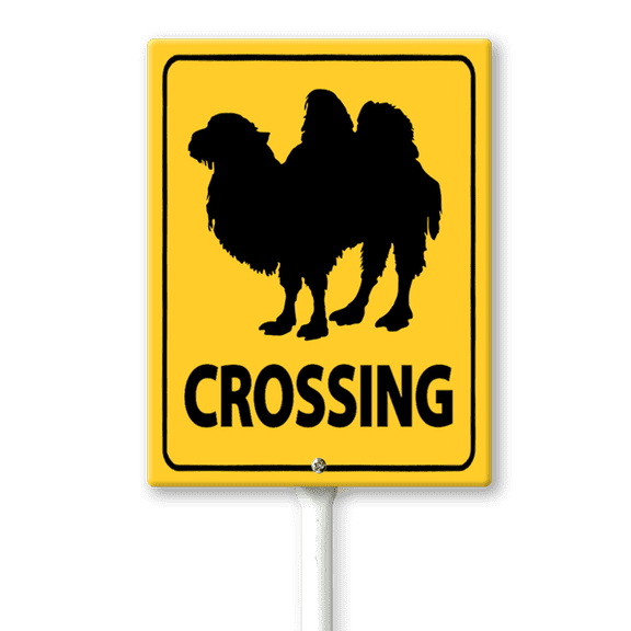 Eveokoki Bactrian Camel Crossing Sign with Metal Stake -7x8.8inch Lawn Sign Sturdy Aluminum Sign for Outdoor Use Waterproof Sign Outdoor Decor for Lawn Yard Garden