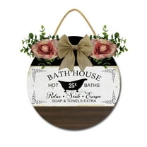 Eveokoki Bathhouse Signs for Bathroom Decor- Modern Farmhouse Bathroom Decor Wall Art- Funny Bathroom Wooden Sign Home Décor,11In
