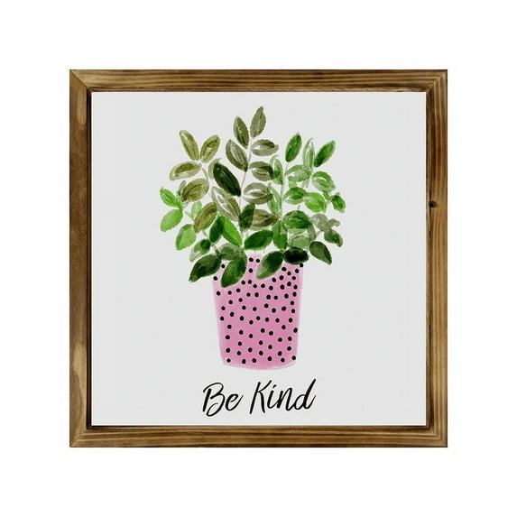 Eveokoki Be Kind Square Rustic Wood Signs,Vintage Wooden Farmhouse Plaque, Large Wood Framed Wall Hanging Decor 8"
